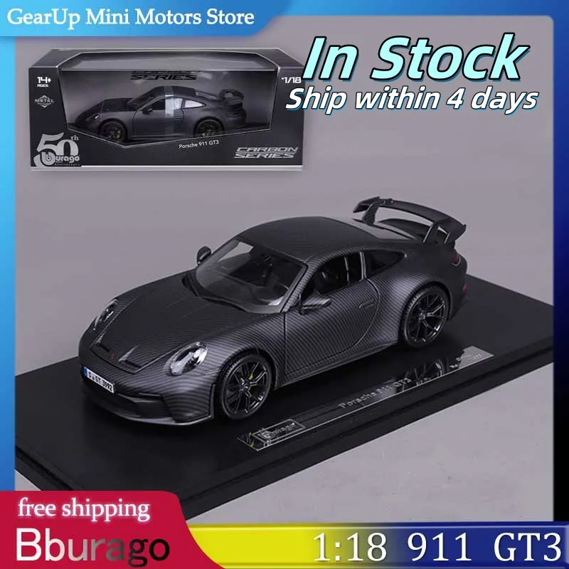Bburago 1:18 edición del 50 aniversario Ferrari SP3 Bugatti Divo Porsche modelos fundidos negro aleación de fibra de carbono juguetes coleccionistas