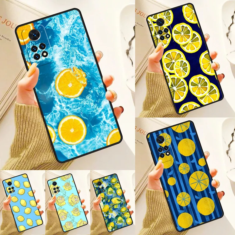 Lemon Blue Case For Samsung Galaxy S24 Plus S23 S20 S21FE Lite S22 Ultra Note 20 S8 S9 S10 Phone Coque