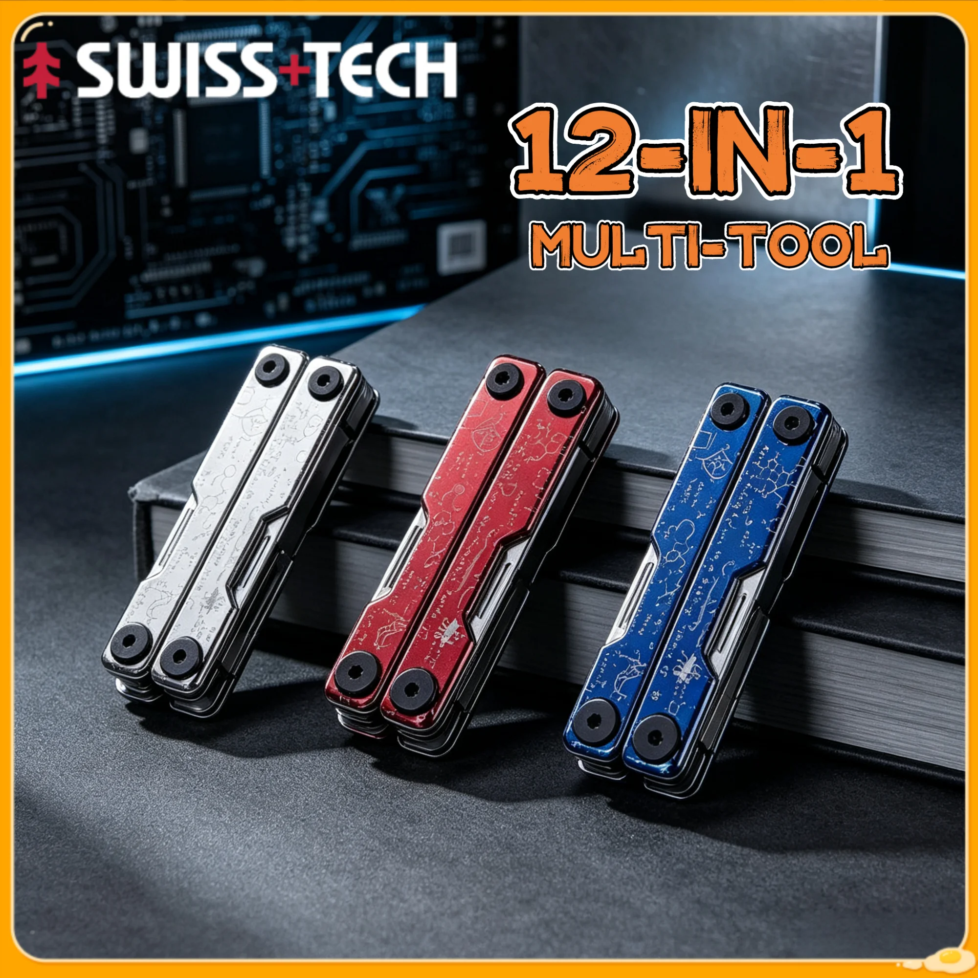 SWISS TECH 12 In 1 Multitool Scissors EDC Portable Outdoor Camping Survival Equipment Multi-function Tool Gifts for Men