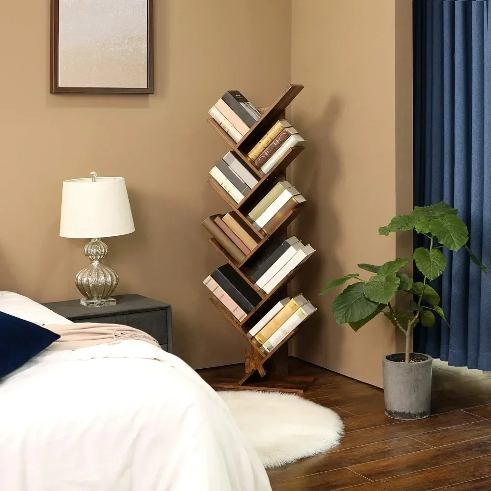 9-Tier Floor Standing Tree Bookshelf, with Shelves for Living Room, Home Office