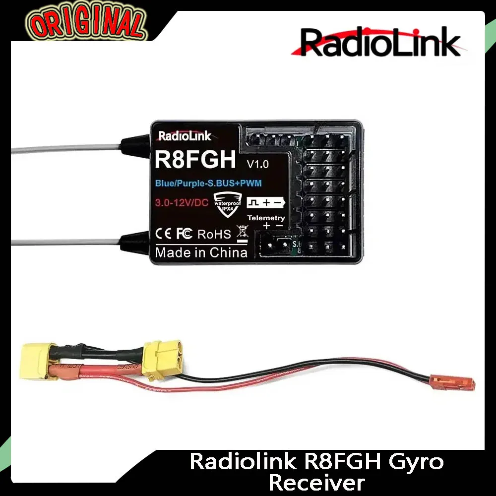 

Radiolink R8FGH 8CH 2.4G Gyro Receiver - 14S (58.8V), FHSS, Telemetry for RC Cars, Boats, Robots & Mowers
