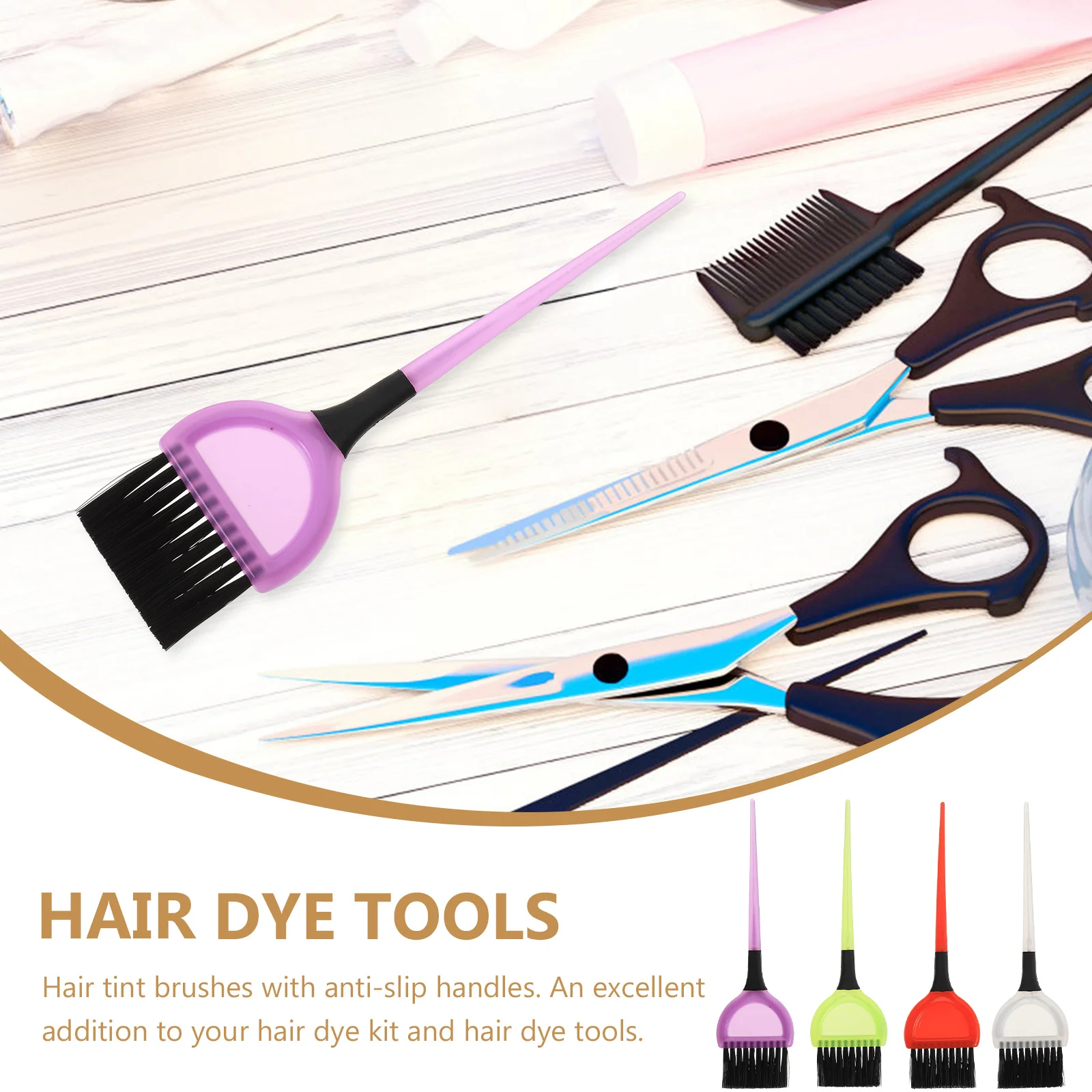 

4 Pcs Baked Oil Brush Detangle Hair Styling Treatment Tool Dye Tools Salon Supplies Tint Brushes for Color Tinting Household