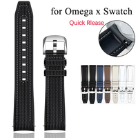 Weaving Texture Silicone Strap for Omega x Swatch Moonswatch Curved End Sport Waterproof Men Women Bracelet Watch Band 20mm