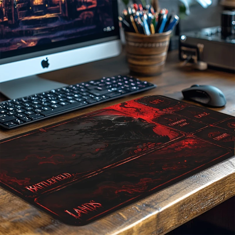 Game mat with dark horrorthemed skull pattern This TCG/CCG card game mat is suitable for trading card games and competitive