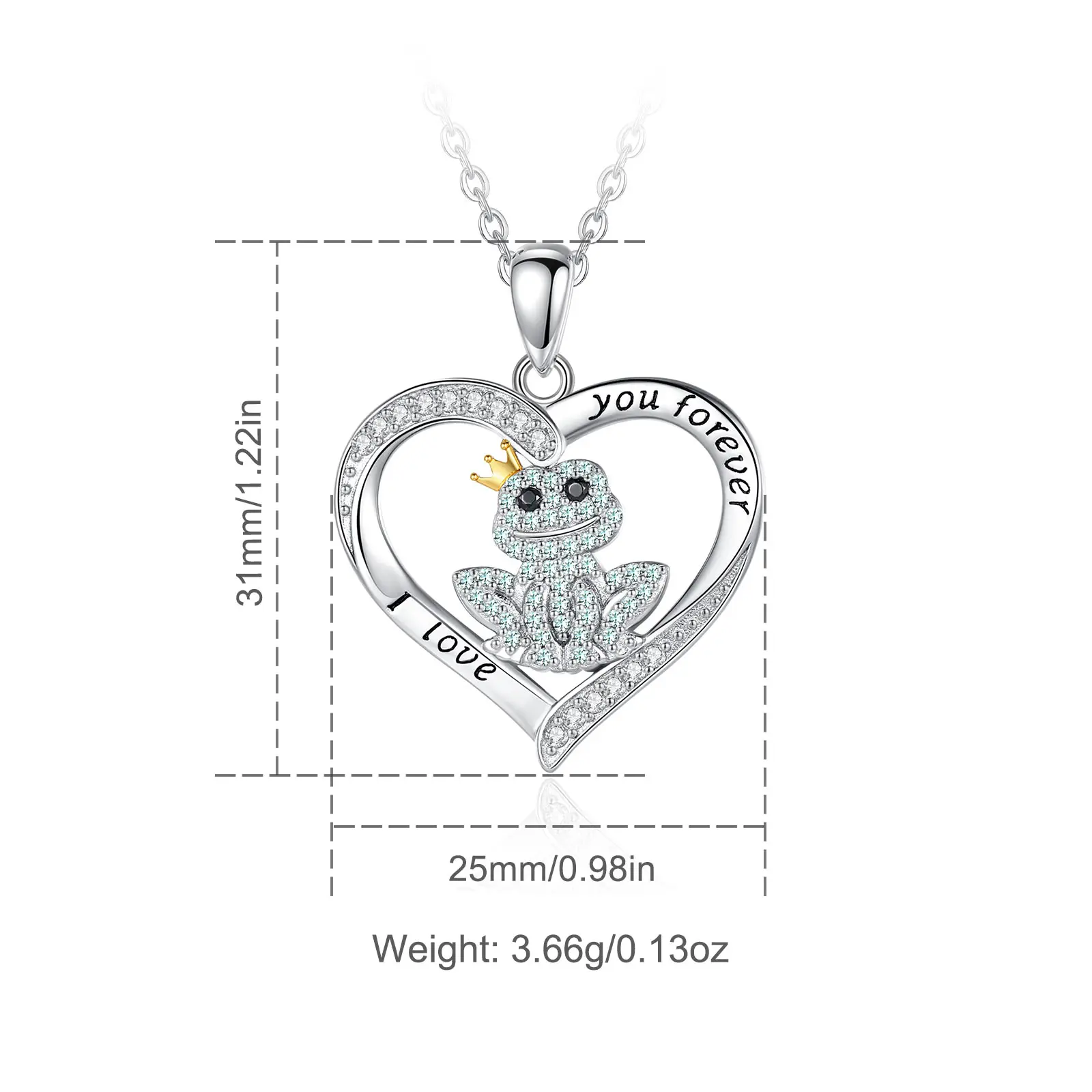 Eudora 925 Sterling Silver Cute Frog Owl Sea Lion Cat Necklace Animal Series Zircon Heart Pendant Women Elegant Jewelry Gift