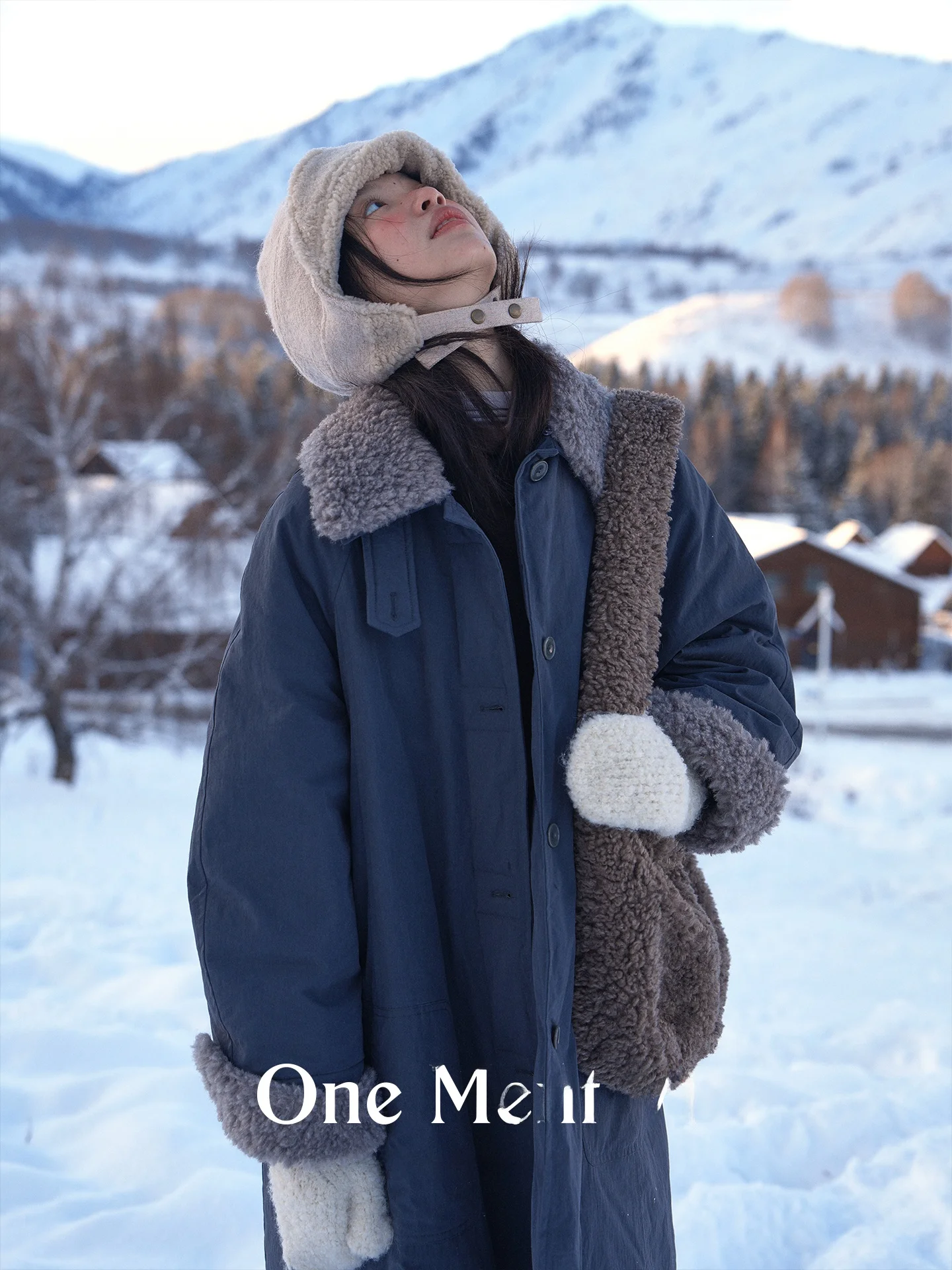 

Detachable Fur Collar Asymmetrical Bag Cover Six-In-One "Oslo ey" down Jaet Casual Sle Thiened Long Sve Coat