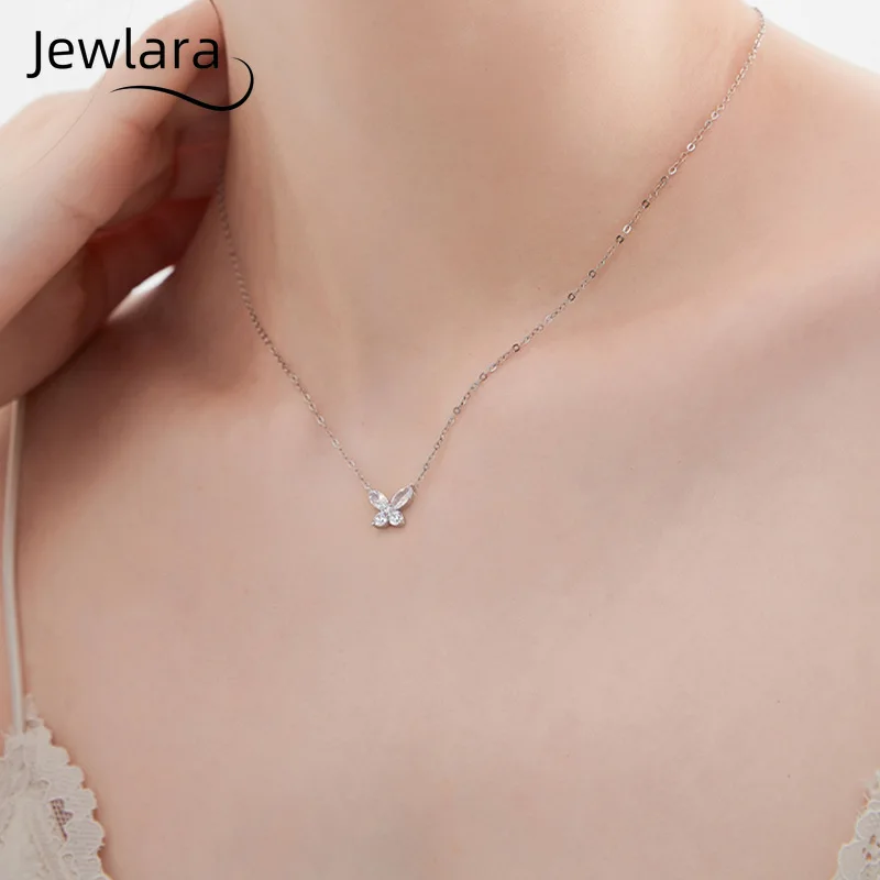 Jewlara 925 Silver Moissanite Butterfly Women's Necklace, Collarbone Chain Pendant Jewelry, Fashionable Light Luxury Design