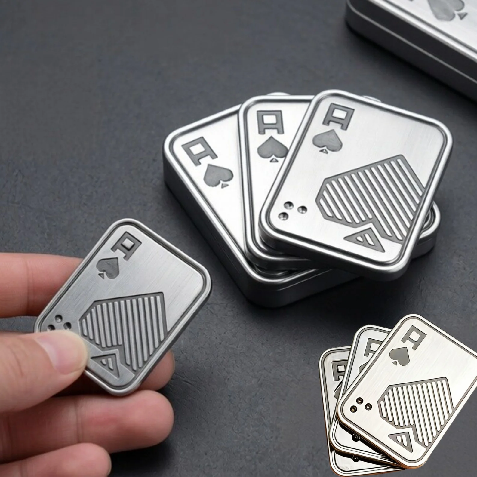 

Трехслойный металлический фиджет-слайдер AAA Poker EDC: портативный инструмент для снятия тревоги и стресса при СДВГ для взрослых, для офисного расслабления