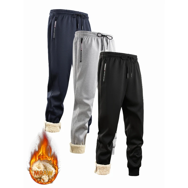 

Мужские плюшевые толстые флисовые спортивные штаны, зимние уличные термобрюки из овечьей шерсти, мужские повседневные брюки для бега, теплые спортивные брюки для фитнеса
