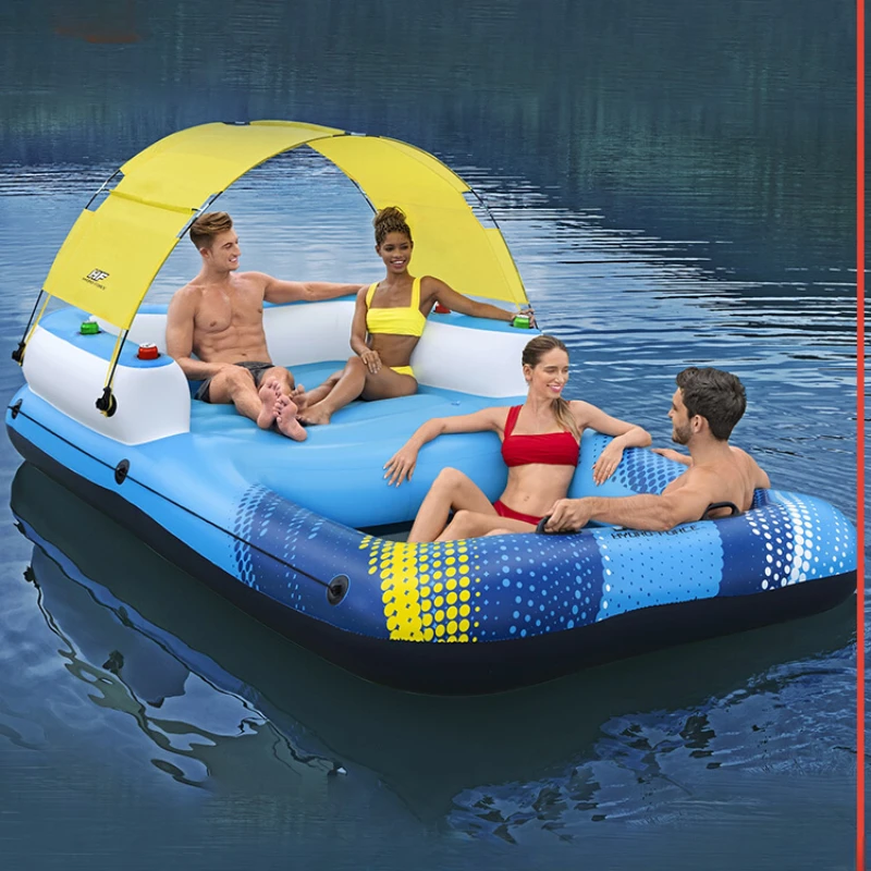 Giant Oversized Inflatable Floating Island with Awning Mount