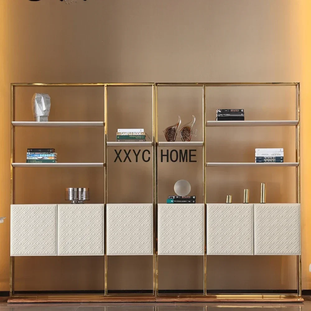 Light Luxury Multi-Layer Stainless Steel Bookshelf Storage Study Hall Decoration Display Stand