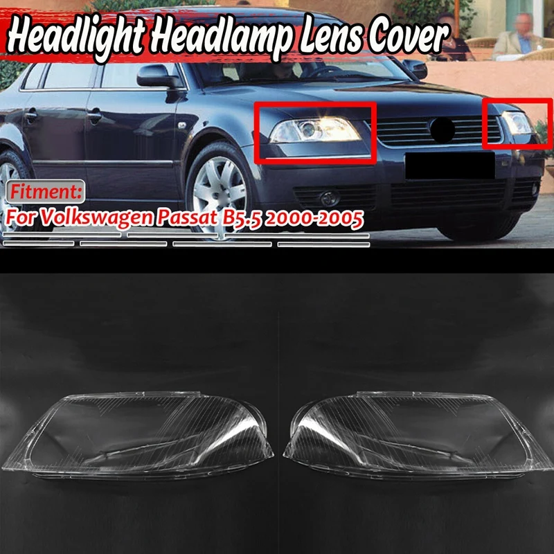 

1 Pair Left+Right For Passat B5.5 2000-2005 Car Headlight Lens Cover Headlight Lampshade Front Light Shell Cover