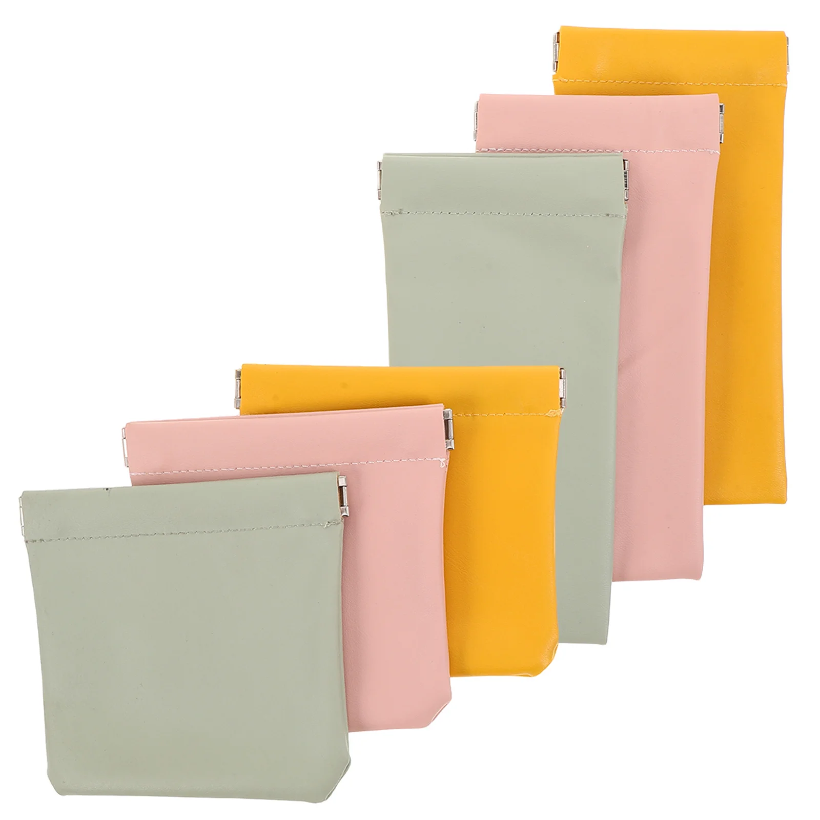 

6pcs Mini Self-Closing Pouches Automatic Closure Small Organizer Bag Snap Closure Portable Pouch For Lipstick Keys Headphones