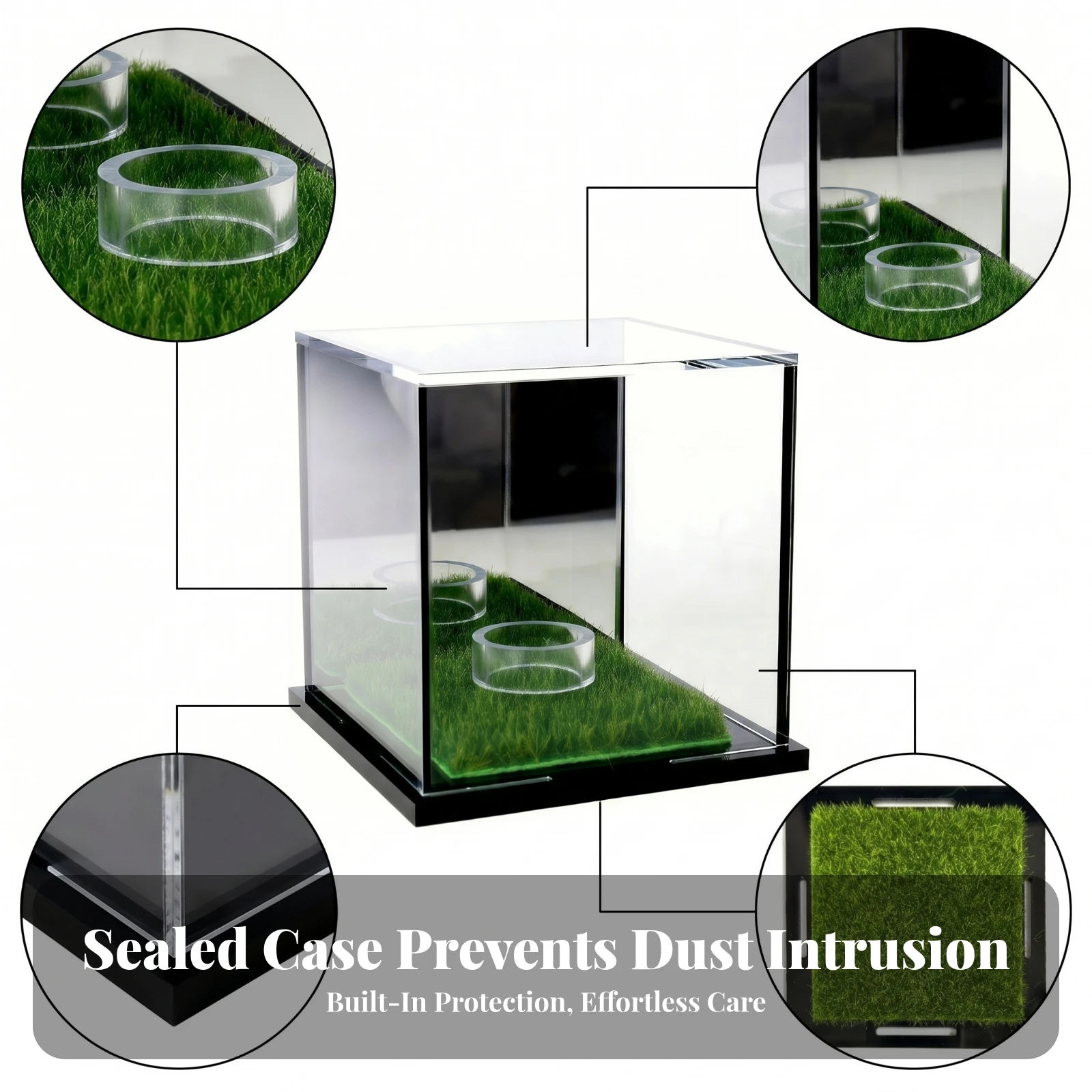

Grass-Lined Display Case Bonded Construction Acrylic Display Case Collectibles Showcase Reflective