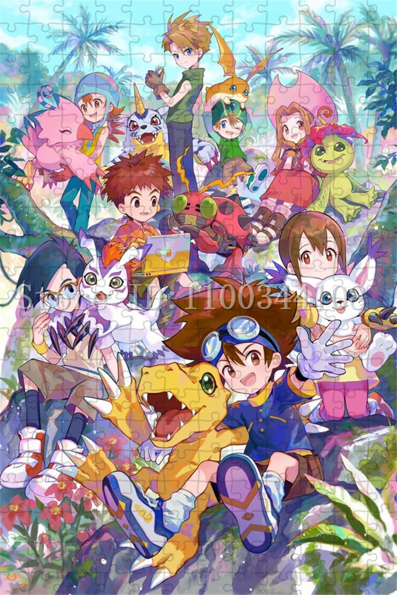 Digimon Adventure Puzzles Anime pour enfants, jeu intelligent, jouets en bois, cadeaux du Nouvel An, 300 pièces, 500/1000 pièces