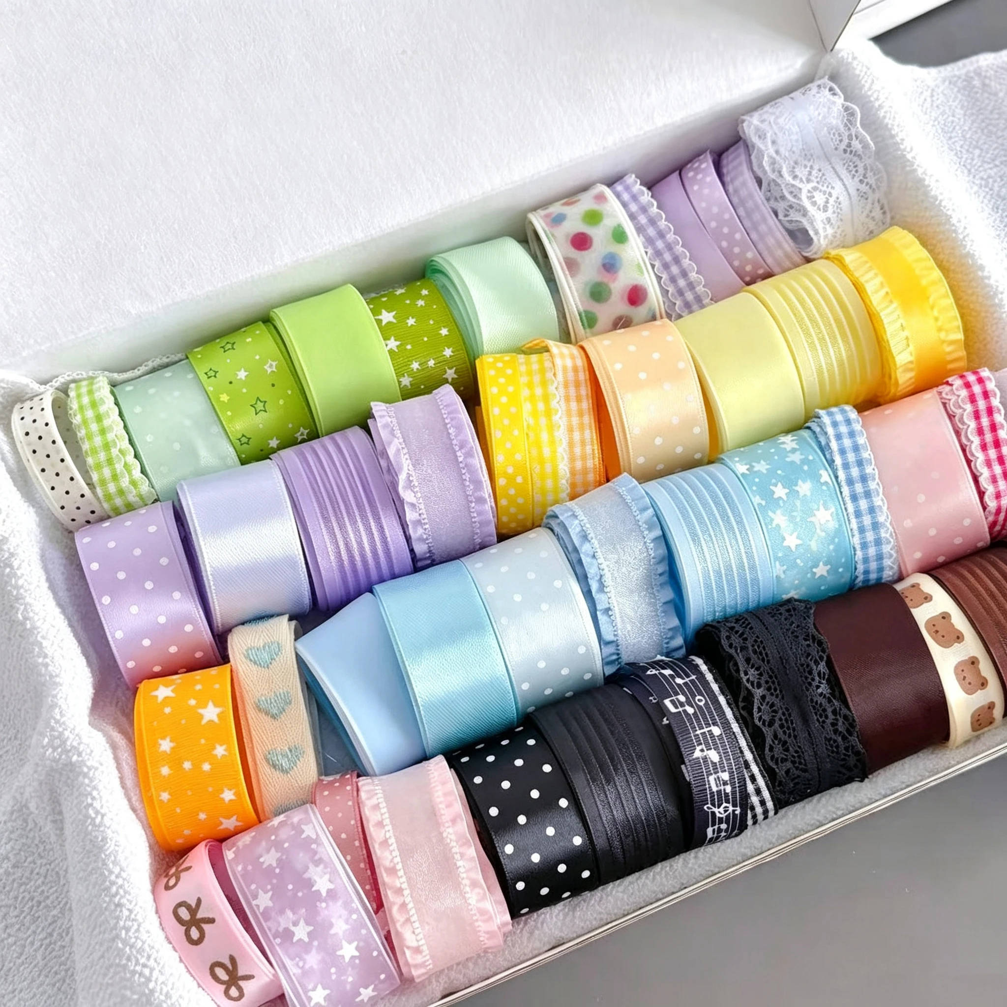INS Korean-style Ribbon New Release Ibbon 8PC Mix Satin Ribbon Badge New DIY Craft Materials Support Bow Pain Board Hot Stamping