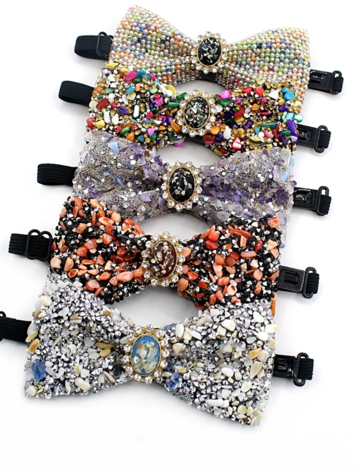 Gravel Gem Bow Tie Men Colorful Stone Groom Best Man Wedding Bow Stage Performance Party Flower