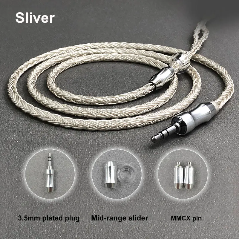 Высококачественный однокристальный медный посеребренный провод, Hi-Fi кабель для наушников mmcx 2,5/3,5/4,4 мм/Type-c/ios для Shure