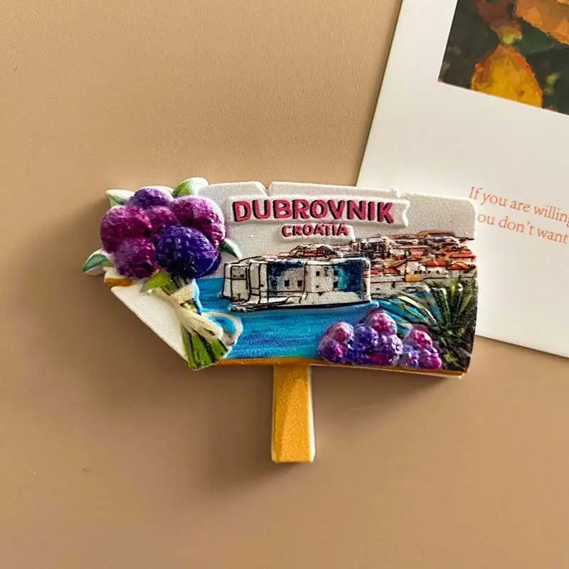 

Dubrovnik, Croatia Europe Fridge Magnet with Old Town Scenery, Purple Flowers & Historic Buildings, Cute Home Decor