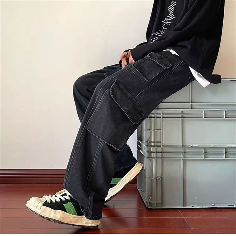 2023 Spring Autumn Trousers y2k baggy jeans for men Wide leg Pants Pockets Elastic Waist Streetwear Loose comfortable Pants
