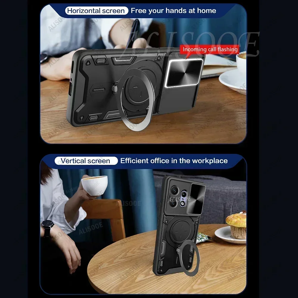 For Motorola Edge 50 Pro Case Slide Camera Ring Holder Cover for Motorola Moto Edge 50 Pro Capa Shockproof Stand Armor Funda