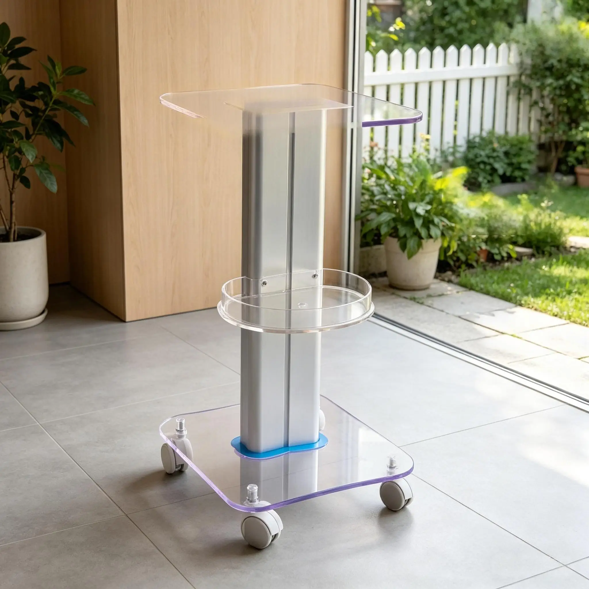 

Stylish Acrylic Rolling Beauty Trolley Home Cosmetic Cart with Wheels for Skincare Devices Perfume Organizer White 4.65KG