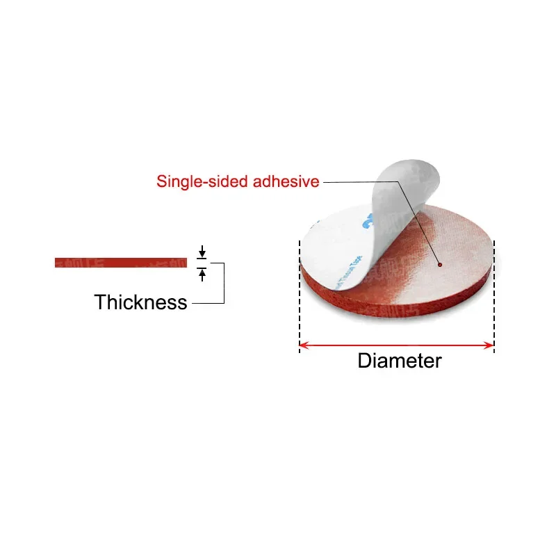 10pc Self Adhesive Foam Silicone Pad Back Adhesive High Temperature Resistant Red Sponge Pad Self-adhesive Circular Gasket