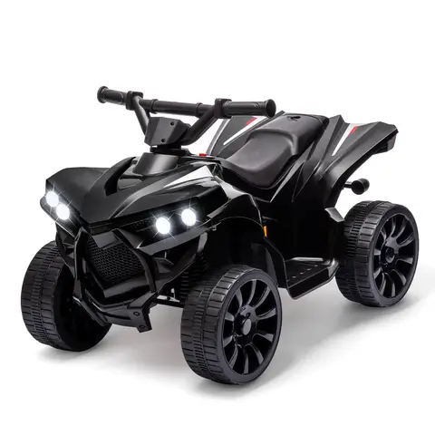 ATV de 6 V para niños, coche de juguete para montar en cuádruple con luces LED, música, ruedas resistentes al desgaste con pedal, vehículo eléctrico con batería