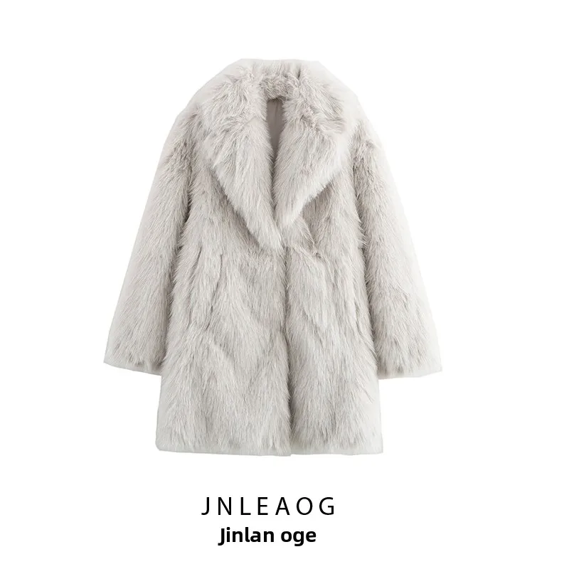 Abrigo de Mujer con Efecto de Piel Artificial a la Moda, JNLEAOG, Nuevo Diseño de Otoño, Manga Larga, Cuello Alto, Estilo Urb...