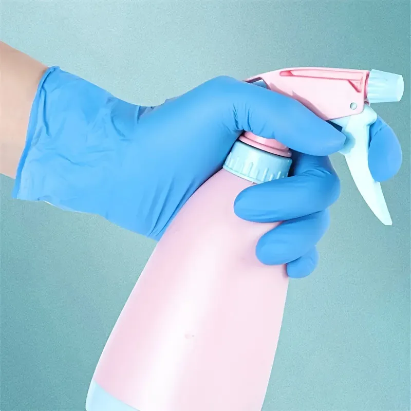 50PCS Blue Nitrile Gloves Waterproof and Anti Fouling Household Nitrile Gloves Pet Bathing Cleaning Household Cleaning Tools