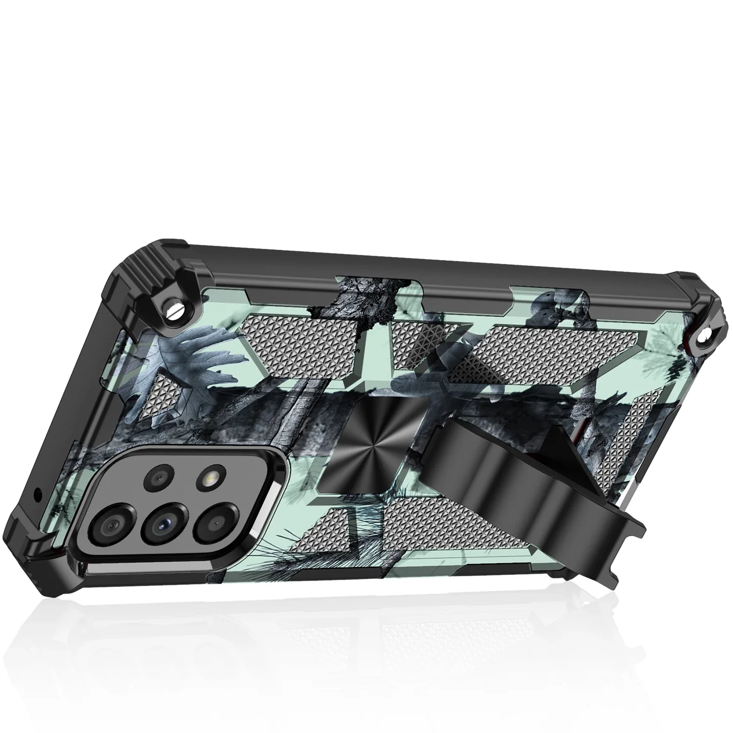 Camouflage Shockproof Phone Case For Samsung Galaxy A13 A04S A14  A54 A15 A55 5G TPU Frame Hard Plastic Kickstand Back Cover