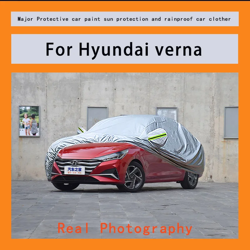 

﻿﻿For Hyundai verna Car Covers Outdoor Waterproof Dustproof Sun Rain Snow Protection Thick Oxford Cloth Full Outer Cover