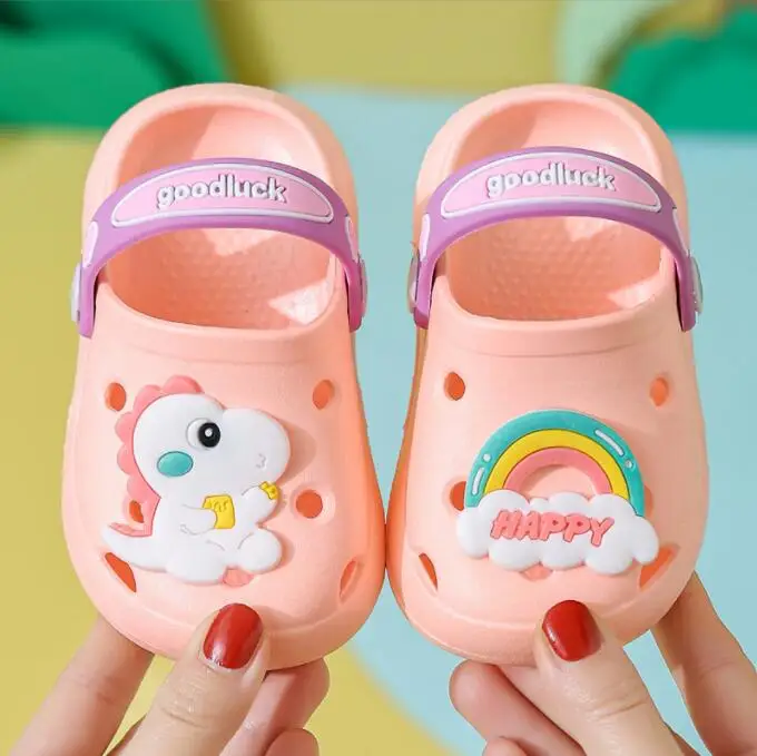 2023 Baru Bayi Balita Sandal Kartun Bakiak untuk Anak-anak Murah Dinasour Sandal untuk Anak Perempuan Laki-laki Pelangi Awan Sepatu PVC