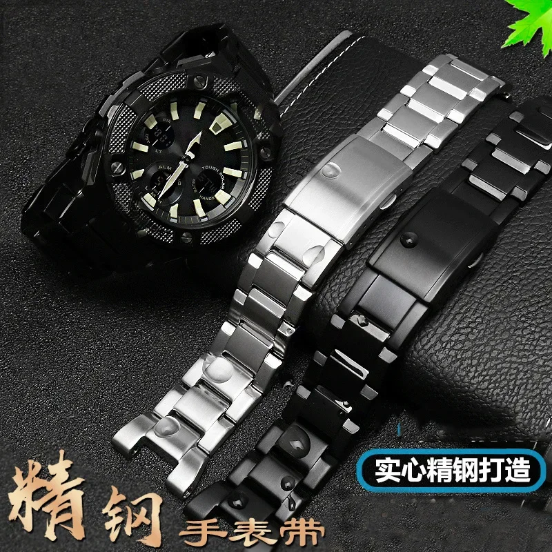 Men's Premium Waterproof Solid Stainless Steel Strap 26MM for Casio GST-B100 S130 W300GL 400G W330 GST-W120L s120 W130L S100