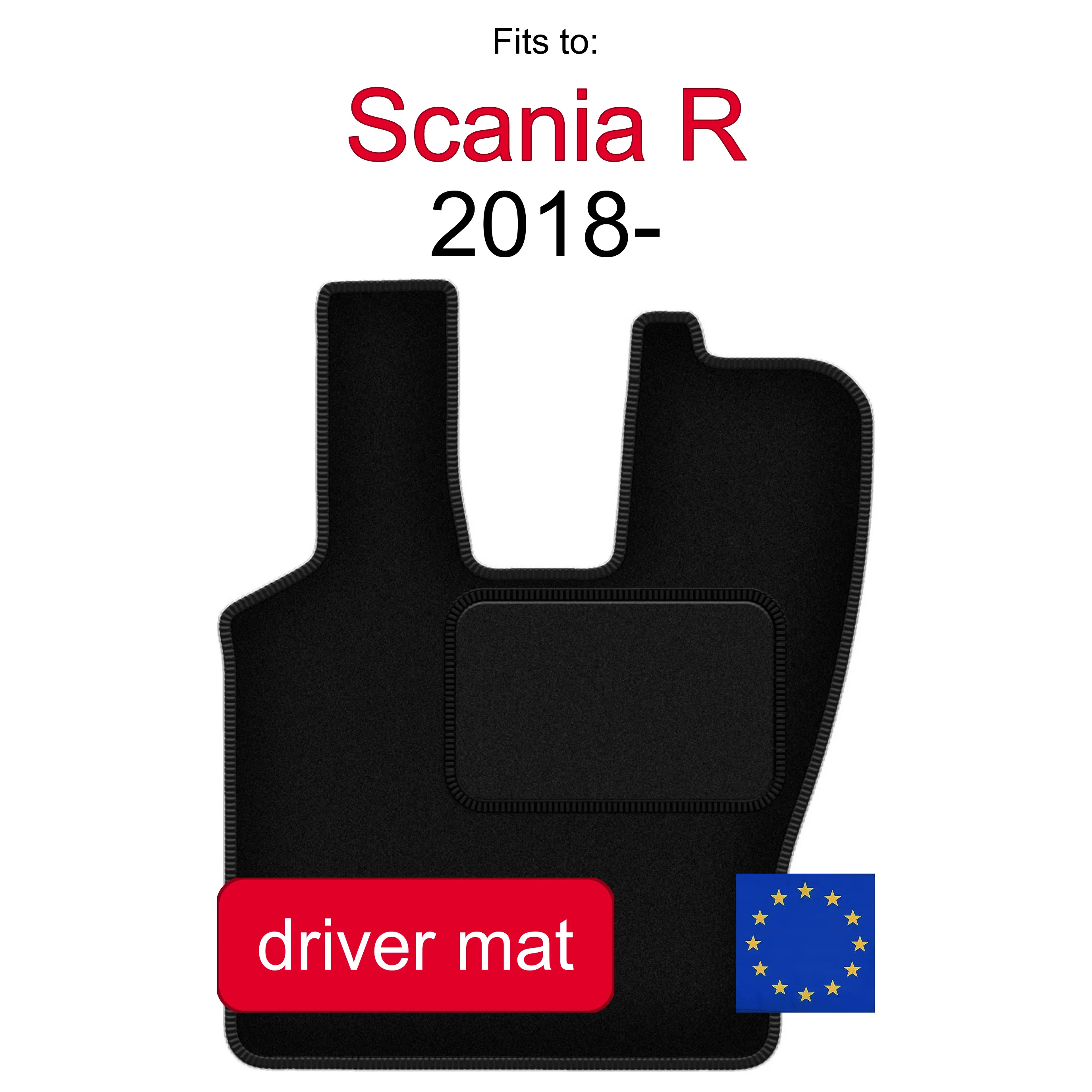 Bestuurdersvelourmat voor Scania R vrachtwagen (2018-) - Zwart, passend (1 stuk)