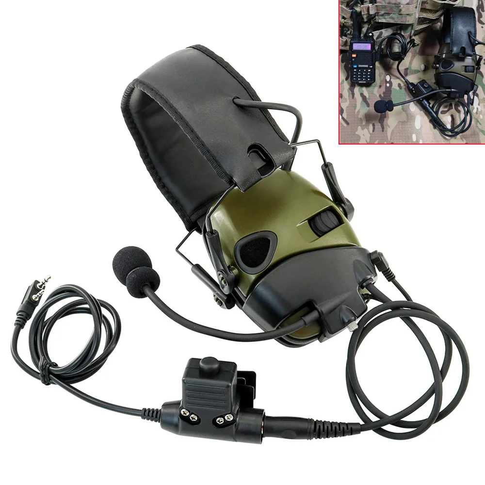 Imagem -05 - Kit de Microfone Tático Headconjunto Pinos para Tiro Esportivo Baofeng Leight Impact U94 Ptt Walkie Talkie