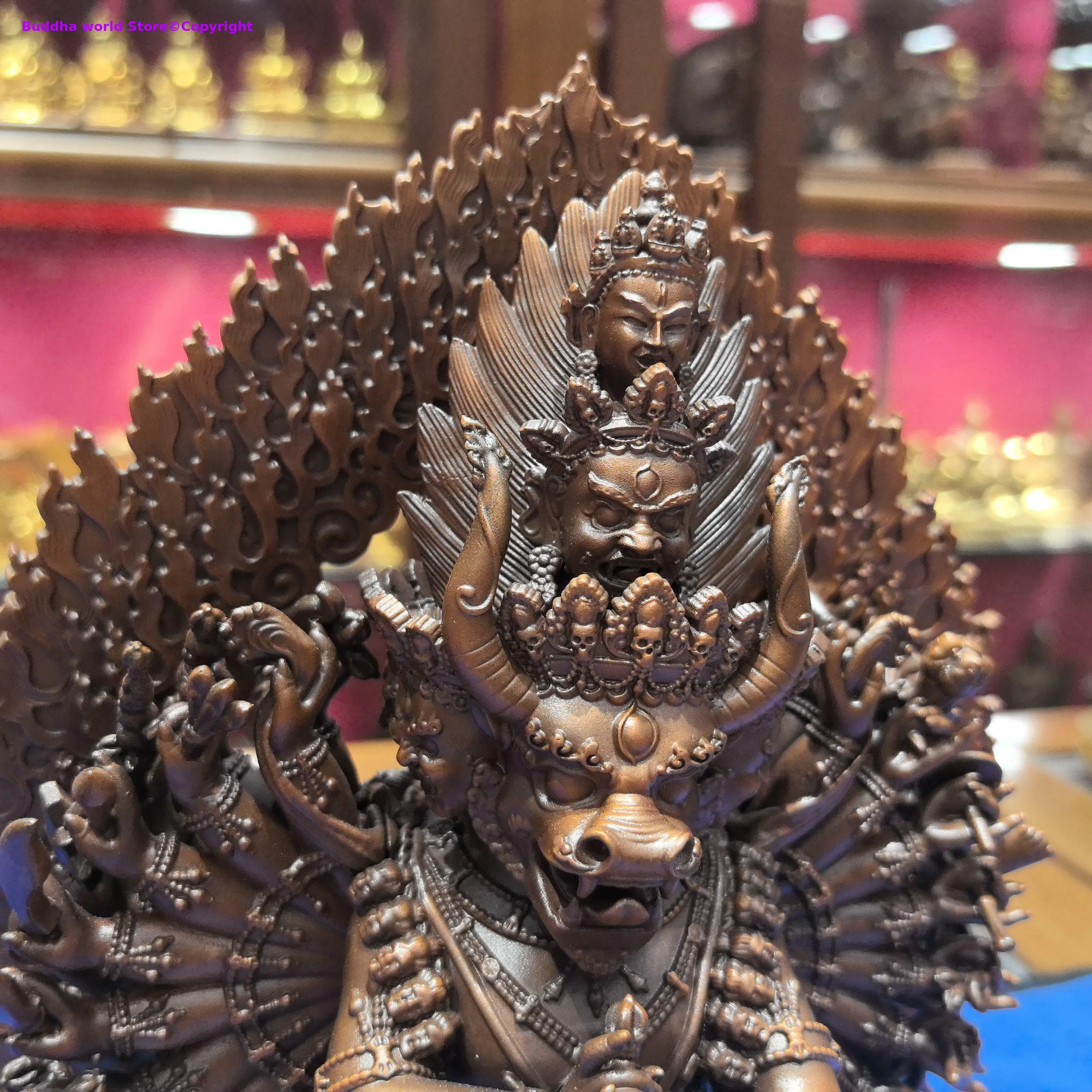 RARE Large Yamantaka Super power Protector Guardian Exquisite copper carving rare Buddha statue Buddhist altar family worship