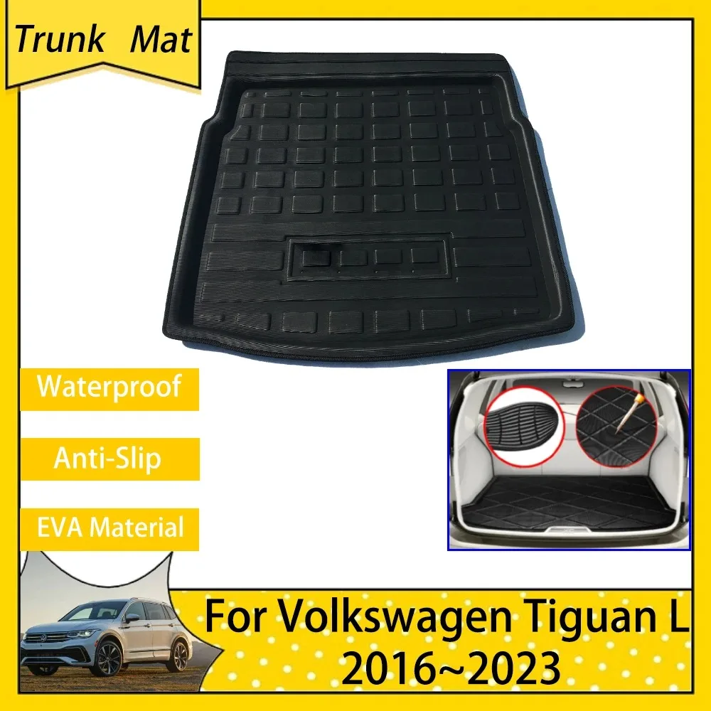 Car Trunk Mat For Volkswagen VW Tiguan L LWB MK2 2016~2023 Waterproof Anti-slip Rear Boot Liner Storage Pad Carpet Accessories