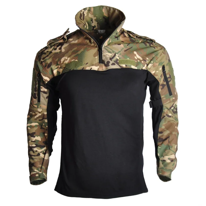 Men's Tactical Shirt Outdoor T-Shirts Military Clothing Man Army Camouflage Camping Long Shirt Climbing Shirt Hunting Clothes