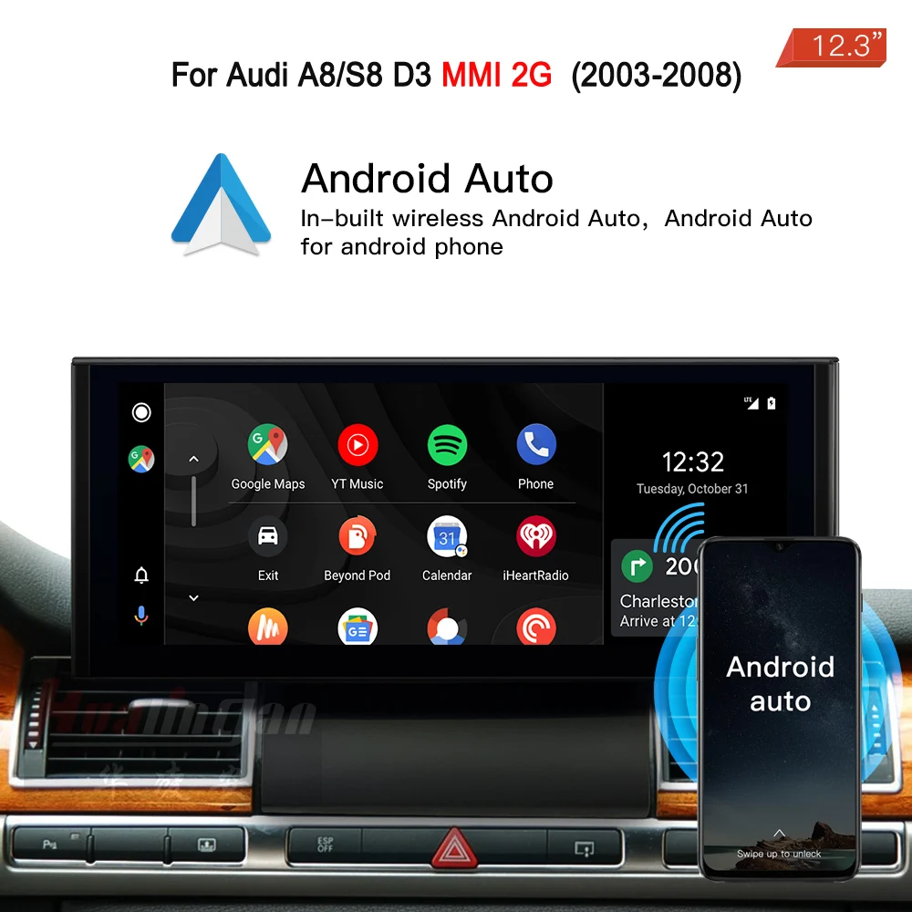 Hualinganandroid for Audi A8 D3 2G 2003-2008 12.3 