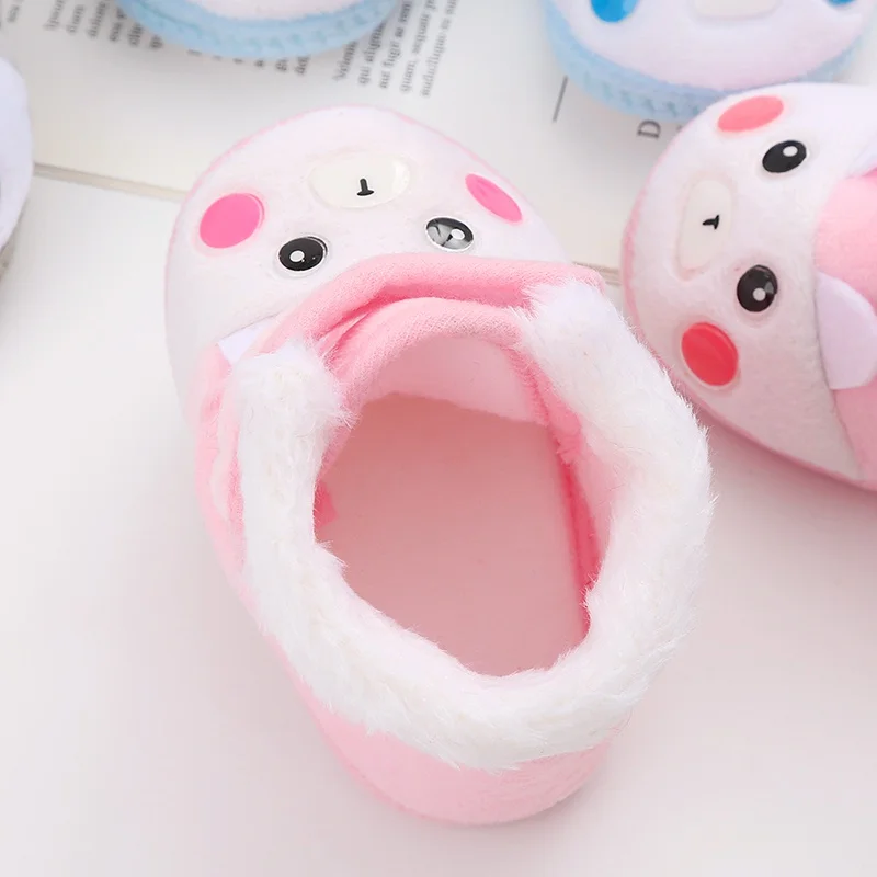 Winter Newborn Baby Boots Shoes Cute Cartoon Boy Girl Toddler Plush Snow Booties Warm Infant Crib Shoes Infant First Walkers