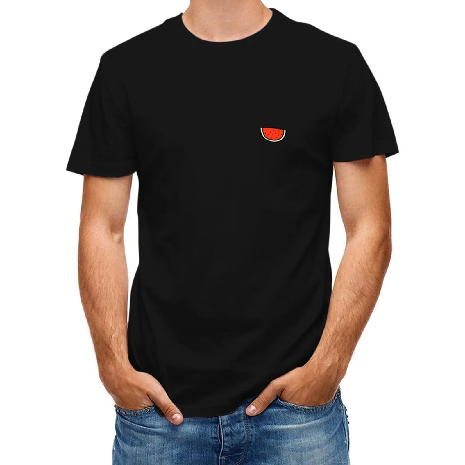 

Tiny Watermelon - Original Hand Drawn Miniature T-Shirt croswit shirt man luxury designer big and tall t shirts for men