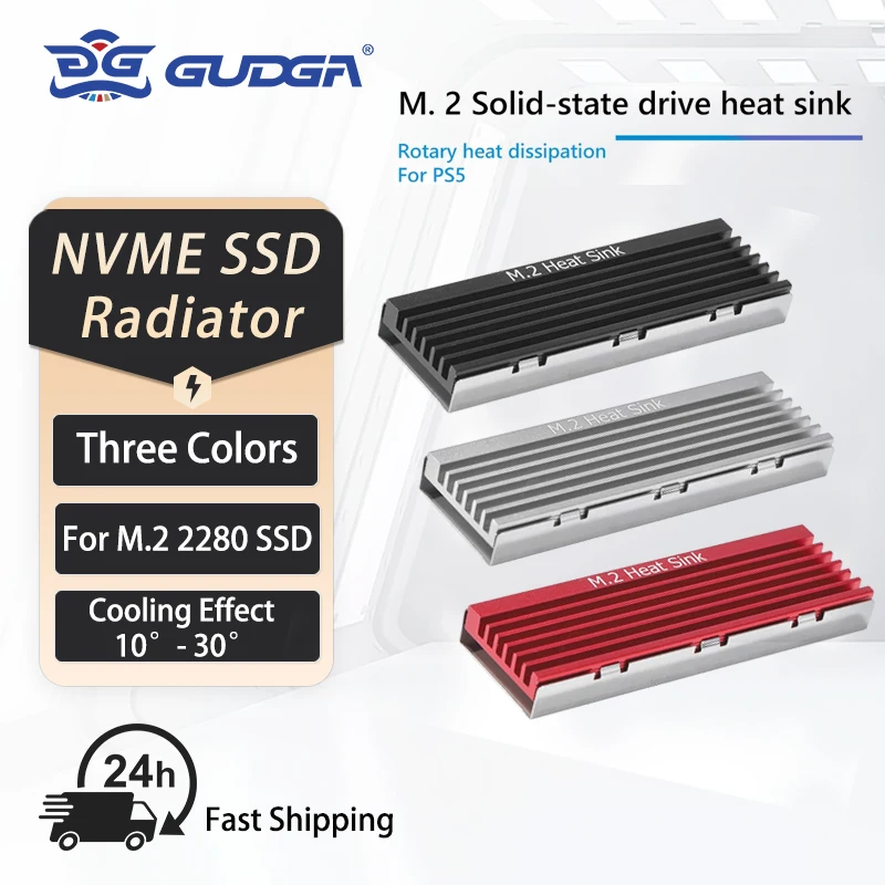 GUDGA SSD Radiator M2 NVME Heatsink Aluminum Shell Cooler Cooling With Thermal Pad Three Color For PCIE NGFF 2280 Desktop PC SSD