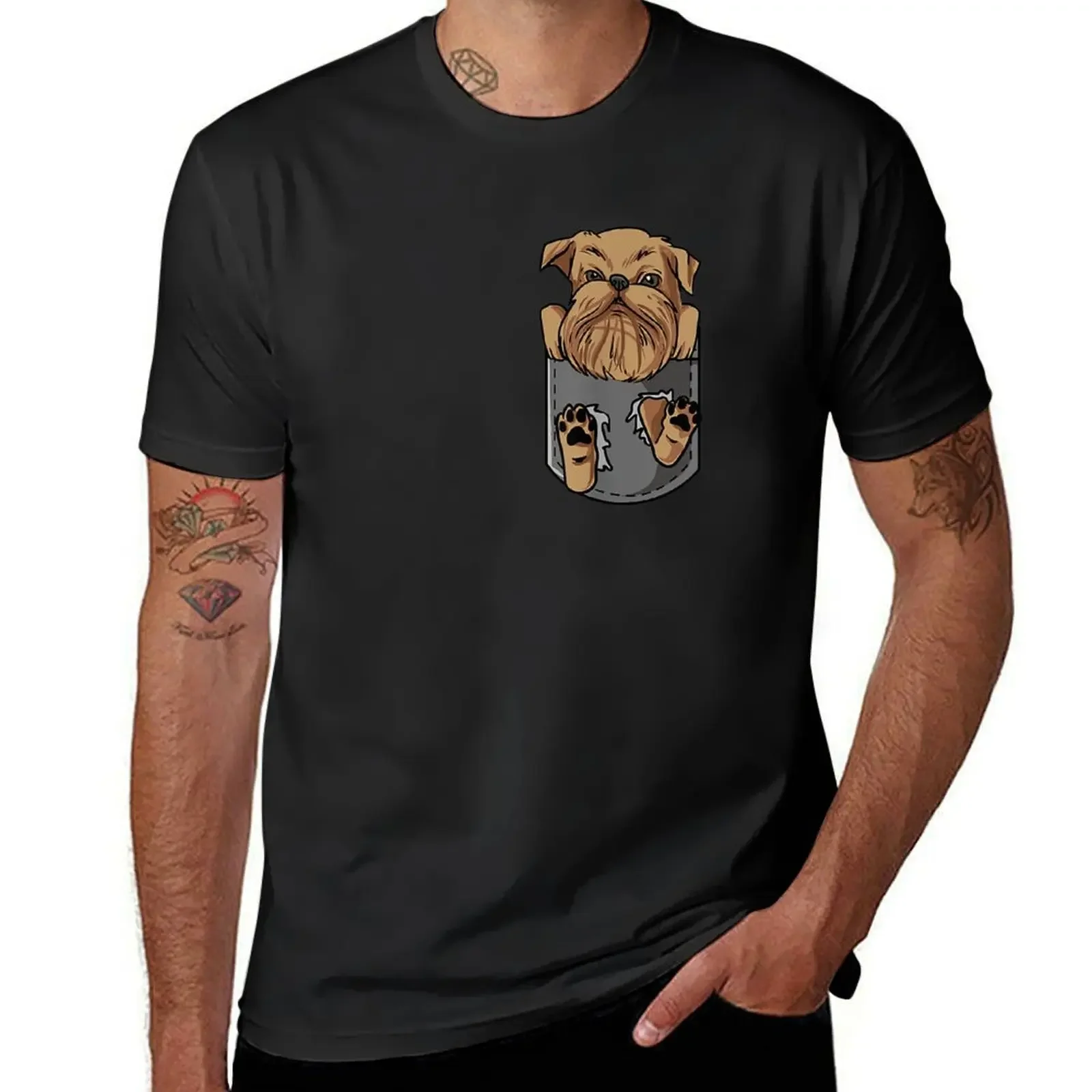 Brussels griffon in a pocket T-Shirt plus size tops tops graphic shirts sports fans t shirt men