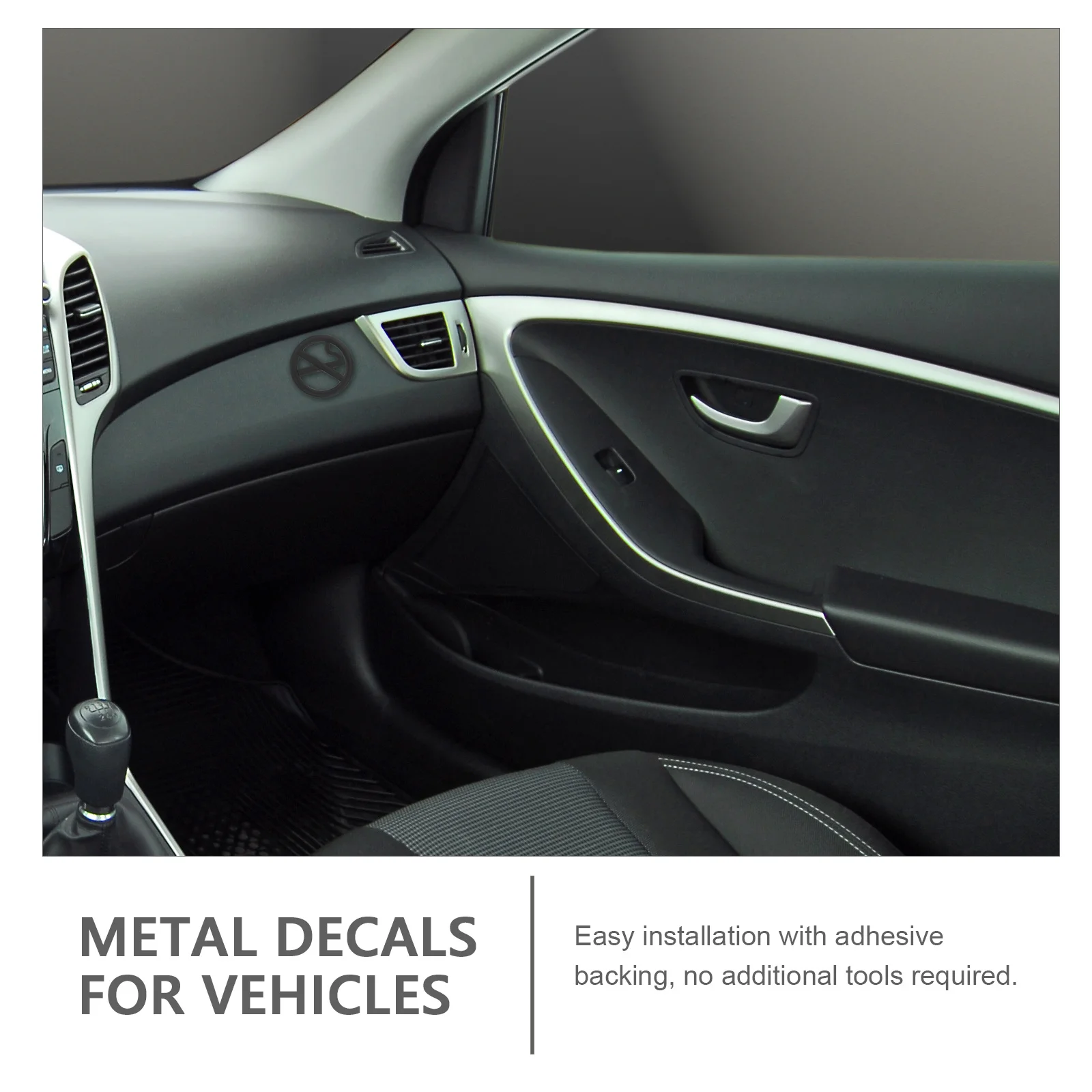 

No Smoking Sign Metal Sticker 3D Warning Decal for Vehicle Interior No Smoking Stickers for Cars Dashboard Metal Car Decals