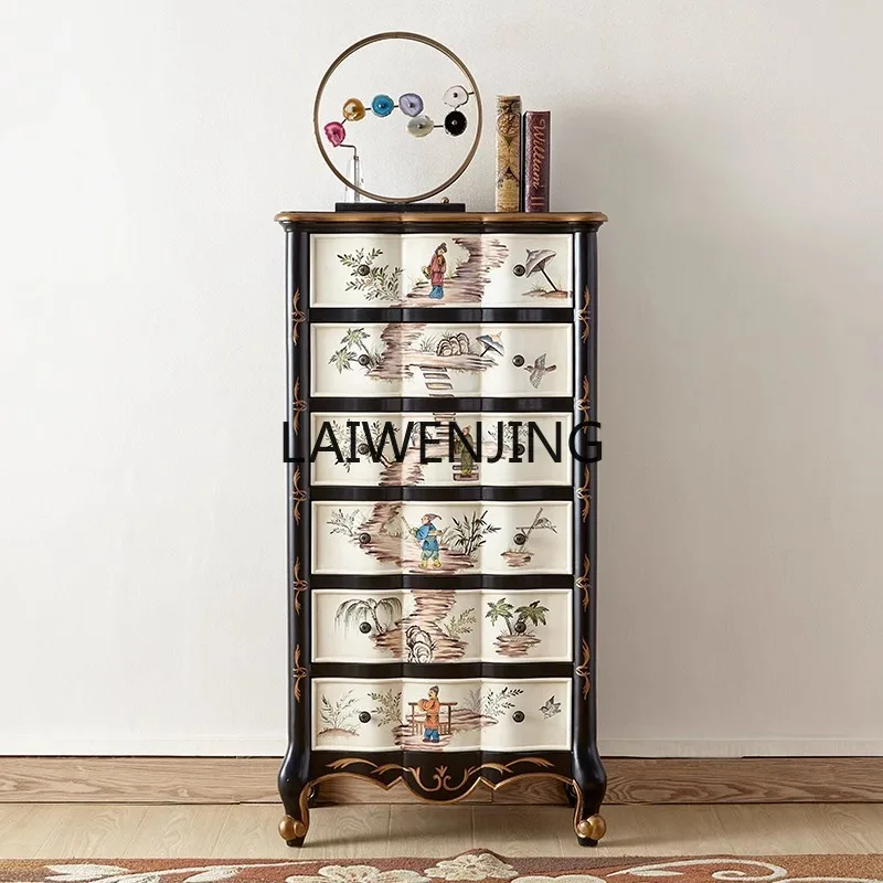 

LYN American 6-bucket porch cabinet Solid wood household wall storage drawer cabinet