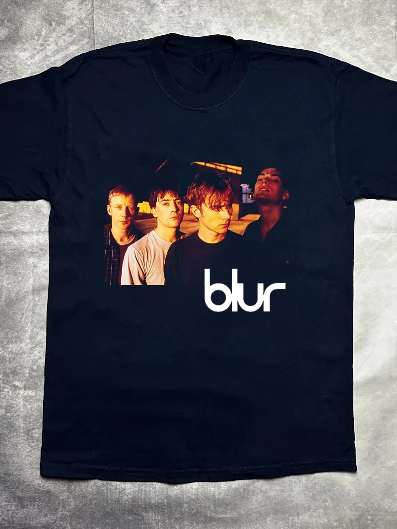 Blur Parklife Album-Grafik-T-Shirt mit Blur-Logo und Songtiteln. Sommerliches Streetwear-T-Shirt aus 100 % Baumwolle für Herren und Damen