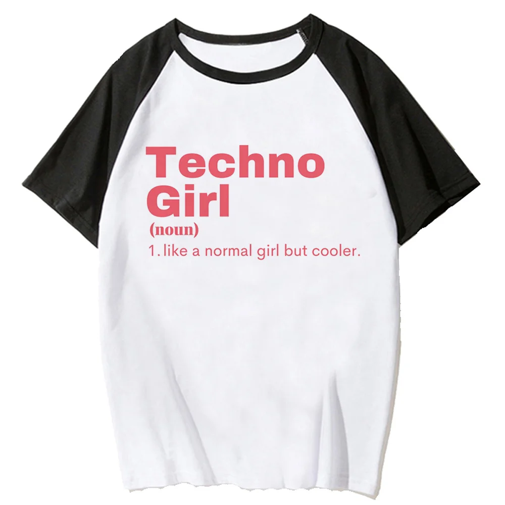 Techno t shirt women summer t shirt girl y2k graphic Japanese clothing