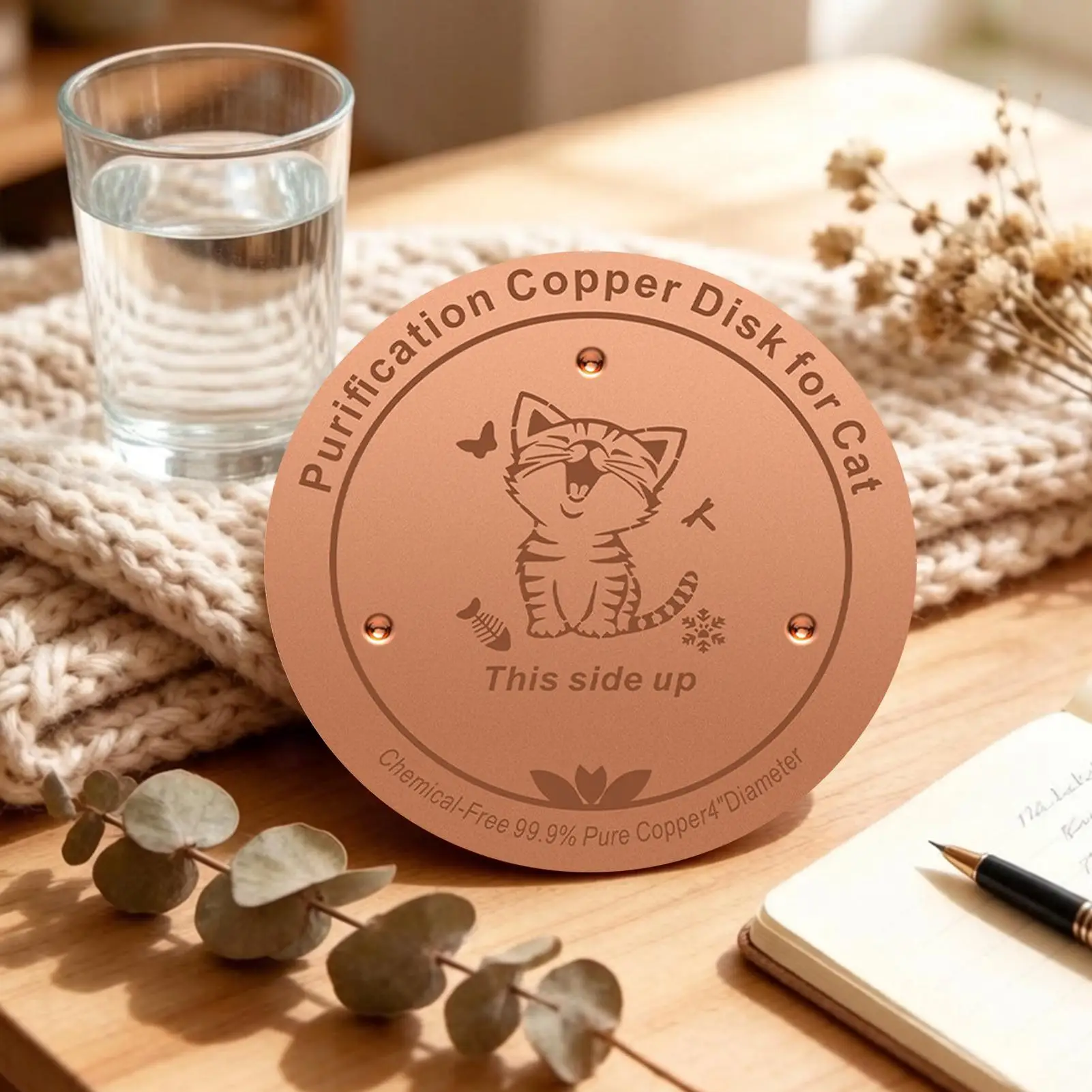 Microbe Resistant copper tray dedicated to cat water dispenser bowl purify drinking water preserve clean liquid for Pet water