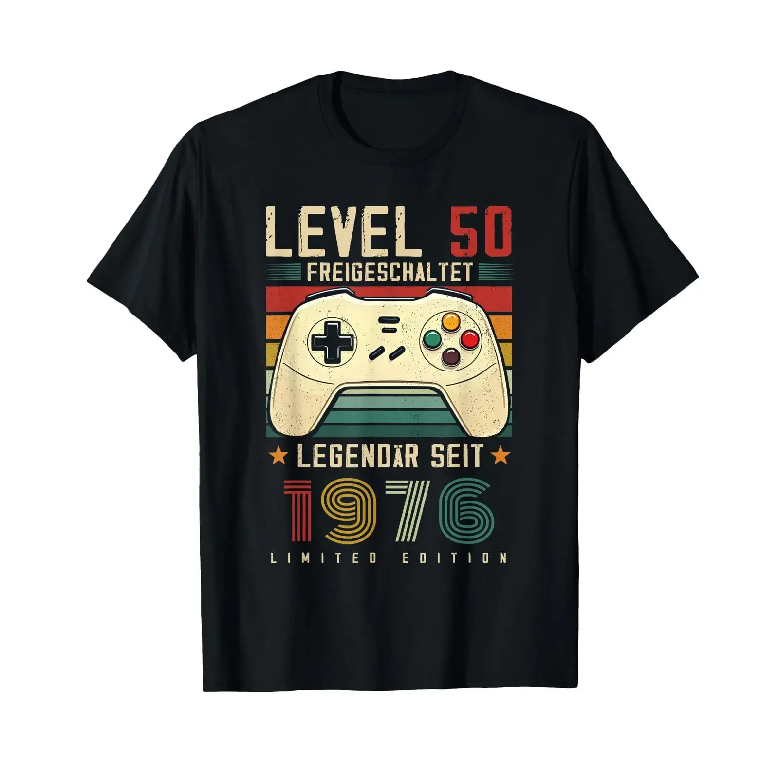 Level 50 Birthday Young Gamer Man Decoration Year of Birth 1976 T Shirt vintage Washed Comfortable graphic designer clothes